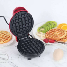  Mini elektromos gofrisütő tapadásmentes bevonattal, 350W, piros gofrisütő