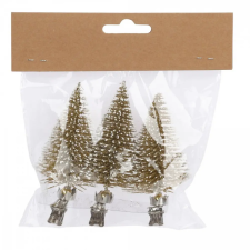  Mini fenyő csipeszes arany 7cm 3db-os dekorációs kellék