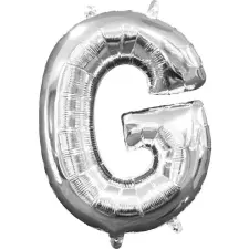  Mini G betű Fólia lufi, Silver 33 cm party kellék
