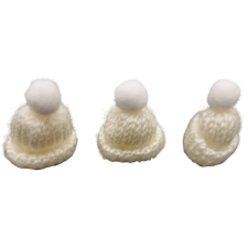 Mini kötött sapka 4cm fehér 4db-os karácsonyi dekoráció