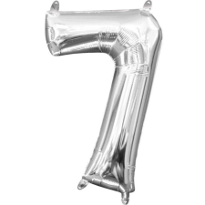 Mini szám Fólia lufi 7-es, Silver 40 cm party kellék