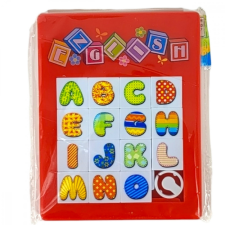 Mini tologatós kirakós játék betűk 7x9 cm - piros társasjáték