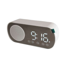  Mini tükrös ébresztőóra hangszóróval /Akksi+FM+BT+SD/ [Szín: fehér] ébresztőóra