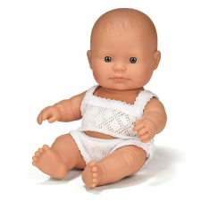 Miniland Baba, 21 cm, ruha nélkül, európai lány baba