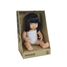 Miniland Oktatási baba 38 cm ázsiai lány szemüveges baba