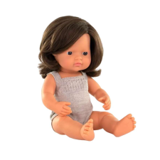 Miniland Papusa 38 cm, fetita europeana, kötött szalopetában baba