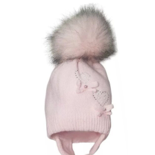  Minimanó téli kötött sapka (40-42) - Rózsaszín masnival gyerek sapka