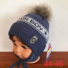 Minimanó téli kötött sapka (44-46) - kék only for boy gyerek sapka