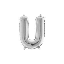 MiniShape - ezüst színű U betű fólia lufi party kellék