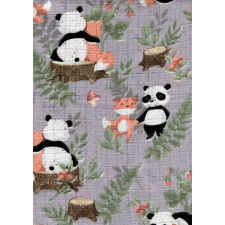 Mintás textil pelenka 1db-os - szürke alapon panda és róka mosható pelenka