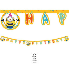 Minyonok Minions The Rise of Gru, Minyonok Happy Birthday felirat FSC 2 m party kellék