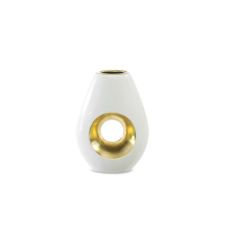  Mira2 kerámia váza fehér/arany 15x7x20 cm dekoráció