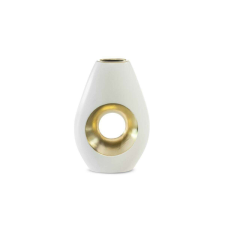  Mira2 kerámia váza fehér/arany 17x8x25 cm dekoráció