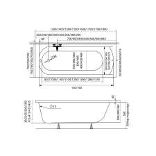  Mira egyenes akril kád 170x75 kád, zuhanykabin