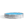 MIX INTEX MetalPrism Set kör alakú medence szett 366 x 76 cm, 2m³ papírszűrős vízforgató rendszerrel, Hydro Aeration befúvóval, 6503 literes, szürke (26712)
