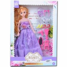 MK Toys Hercegnő baba lila ruhában 30 cm baba