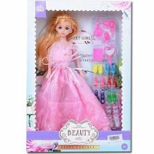 MK Toys Hercegnő baba rózsaszín ruhában kiegészítőkkel 30 cm baba