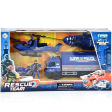 MK Toys Rescue Team rendőrségi játék szett motorral autópálya és játékautó