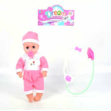 MK Toys Rózsaszín ruhás baba sztetoszkóppal 31 cm baba