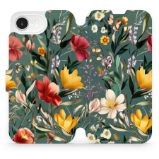Mobiwear Apple iPhone 16e zöld rét mintás flipes tok (5906511808119) tok és táska