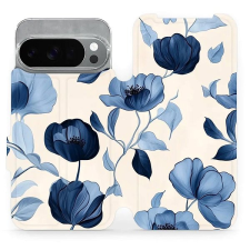 Mobiwear flip knížkové pro Google Pixel 10 Pro - Modré květy tok és táska