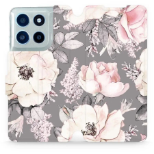 Mobiwear Flip Motorola Moto G56 5G virágok szürke tok (5907861663915) tok és táska