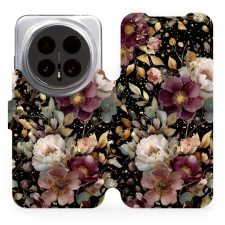 Mobiwear Flip pouzdro pro Honor Magic8 Pro - V169S zlatavé kvítky tok és táska