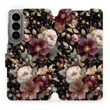 Mobiwear Flip pouzdro pro Samsung Galaxy S26 Plus - V169S zlatavé kvítky tok és táska