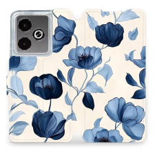 Mobiwear Flip Realme GT 7 kék virágok tok tok és táska