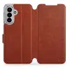 Mobiwear Flip Samsung Galaxy A17 / A17 5G barna-szürke tok