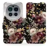 Mobiwear Flip Vivo X300 Pro aranyszínű virágok tok
