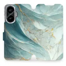 Mobiwear Flip Xiaomi Poco F7 zöldes márvány tok tok és táska