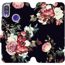 Mobiwear Flipové pouzdro na mobil Xiaomi Redmi Note 7 - VD11P Růže na černé tok és táska