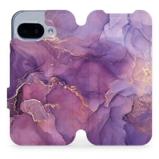 Mobiwear Google Pixel 9a flip tok - lila márvány tok és táska