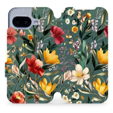 Mobiwear Google Pixel 9a flip tok - zöld rét tok és táska