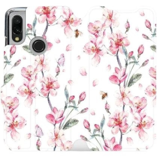 Mobiwear M124S Xiaomi Redmi 7 flipes tok - rózsaszín virágok tok és táska