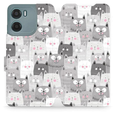 Mobiwear Motorola Moto E15 flip tok - macskák tok és táska