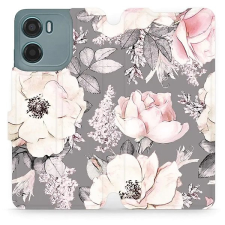 Mobiwear Motorola Moto G05 flip tok - virágok tok és táska