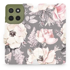 Mobiwear Motorola Moto G15 flip tok - virágok (5906511823655) tok és táska