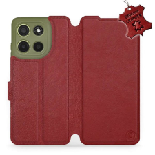 Mobiwear Motorola Moto G15 sötétpiros bőr flip tok tok és táska