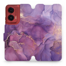 Mobiwear Motorola Moto G35 flip tok - lila márvány (5906511903401) tok és táska