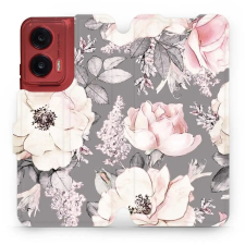 Mobiwear Motorola Moto G35 flip tok - virágok (5906511903098) tok és táska