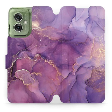 Mobiwear Motorola Moto G55 5G flip tok - lila márvány tok és táska