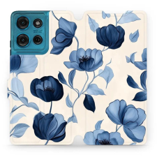 Mobiwear Motorola Moto G75 5G flip tok - kék virágos (5906511907256) tok és táska