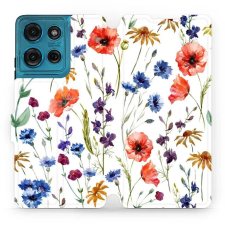 Mobiwear Motorola Moto G75 5G flip tok - mezei virágok (5906511906594) tok és táska