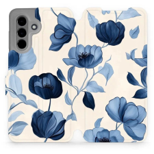 Mobiwear Samsung Galaxy A36 flip tok - kék virágos (5906511814691) tok és táska
