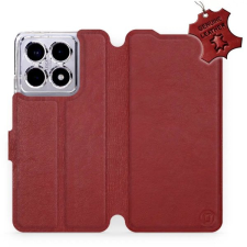 Mobiwear Xiaomi 14T sötétpiros bőr flip tok tok és táska