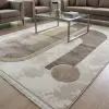  Modern beige-barna absztrakt szőnyeg rojtos szegéllyell– puha, elegáns nappali szőnyeg, texturált minimalista designer szőnyeg ,TÖBB MÉRETBEN , 16900-79900Ft- ig