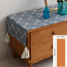  Modern japán stílusú, geometrikus csíkos asztali futó bojtokkal lakástextília