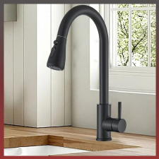  Modern magas ívű fekete mosogató csaptelep zuhanyfejes WD1247094 csaptelep